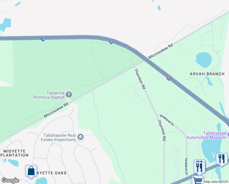 map of restaurants, bars, coffee shops, grocery stores, and more near 5972 Thornton Lane in Tallahassee