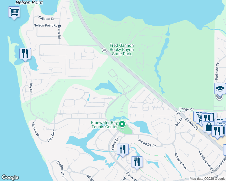 map of restaurants, bars, coffee shops, grocery stores, and more near 4272 Wild Boar Run in Niceville