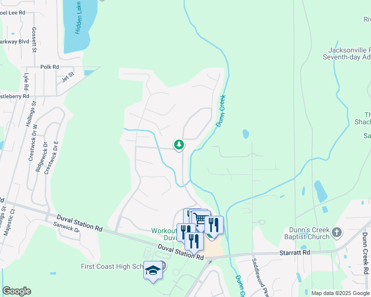 map of restaurants, bars, coffee shops, grocery stores, and more near 14131 Summer Breeze Drive East in Jacksonville