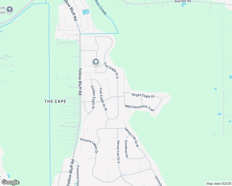 map of restaurants, bars, coffee shops, grocery stores, and more near 13988 Fish Eagle Drive East in Jacksonville