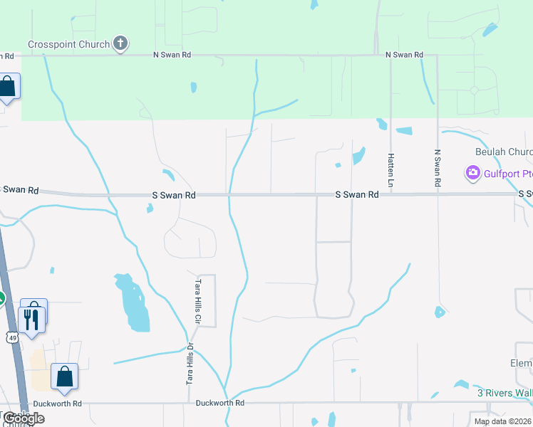 map of restaurants, bars, coffee shops, grocery stores, and more near 15031 South Swan Road in Gulfport