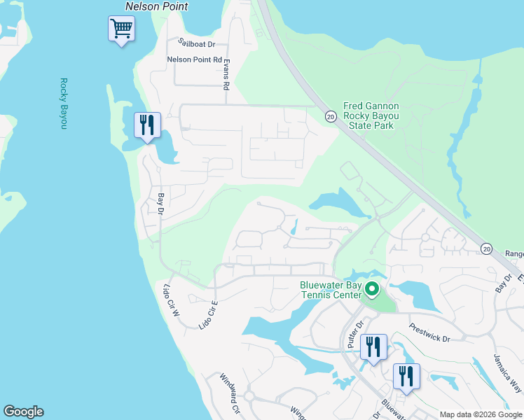 map of restaurants, bars, coffee shops, grocery stores, and more near 4204 Turtle Crossing in Niceville