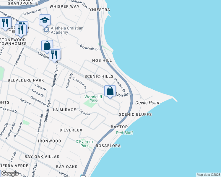 map of restaurants, bars, coffee shops, grocery stores, and more near 4811 Florida 742 in Pensacola