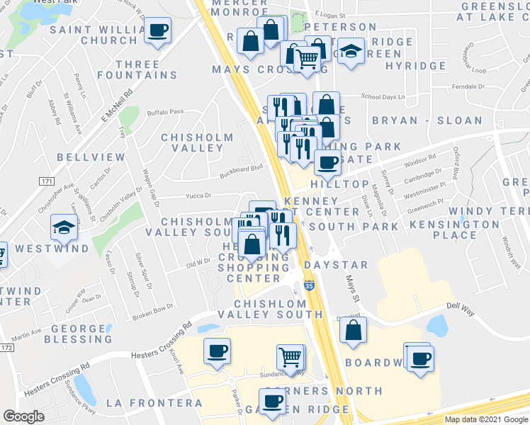 map of restaurants, bars, coffee shops, grocery stores, and more near 1980 South Interstate 35 Frontage Road in Round Rock