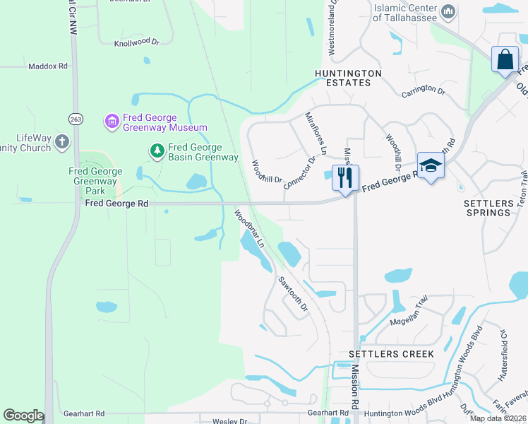 map of restaurants, bars, coffee shops, grocery stores, and more near 4212 Teridan Court in Tallahassee