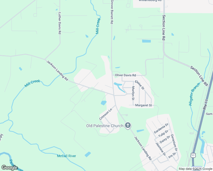 map of restaurants, bars, coffee shops, grocery stores, and more near 10 Durapau Lane in Picayune