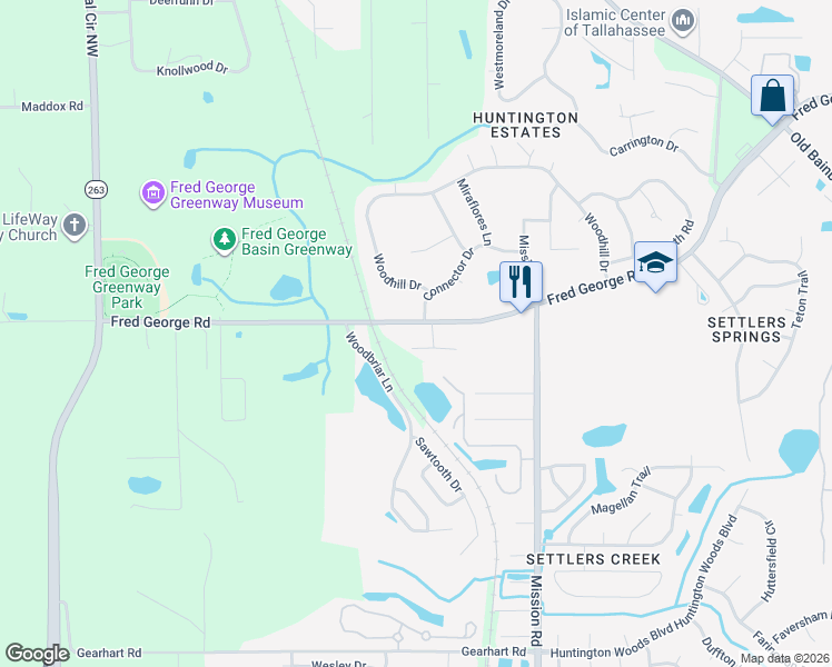 map of restaurants, bars, coffee shops, grocery stores, and more near 4212 Teridan Court in Tallahassee