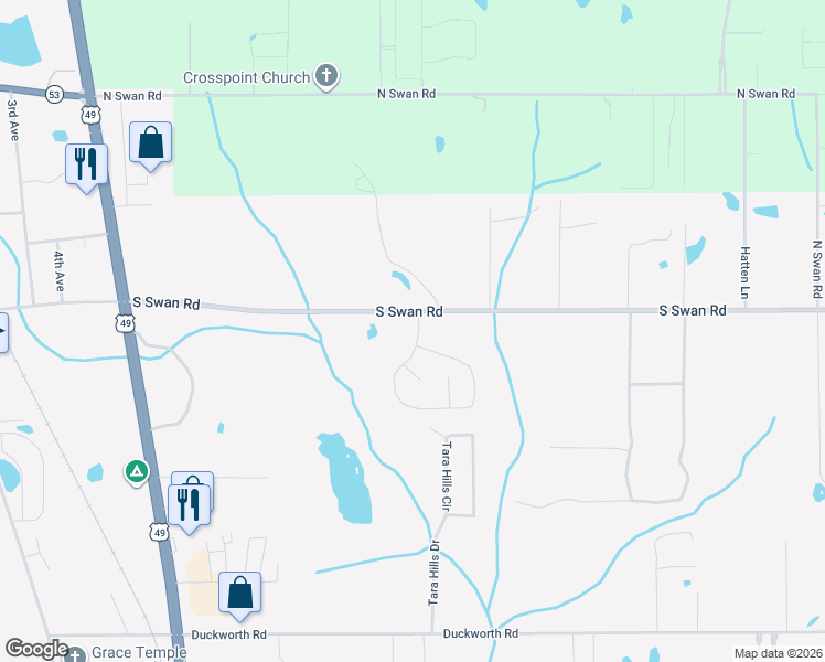 map of restaurants, bars, coffee shops, grocery stores, and more near 15296 South Swan Road in Gulfport