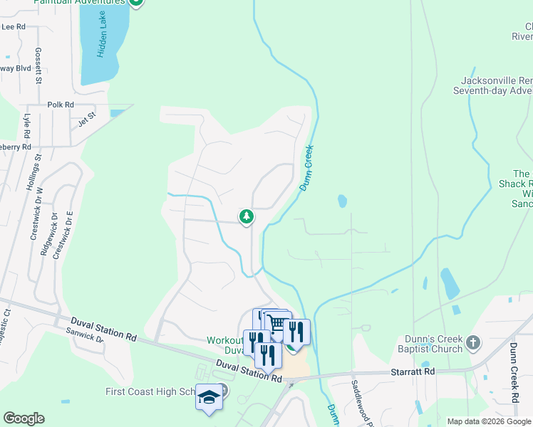 map of restaurants, bars, coffee shops, grocery stores, and more near 660 Reflection Cove Road in Jacksonville
