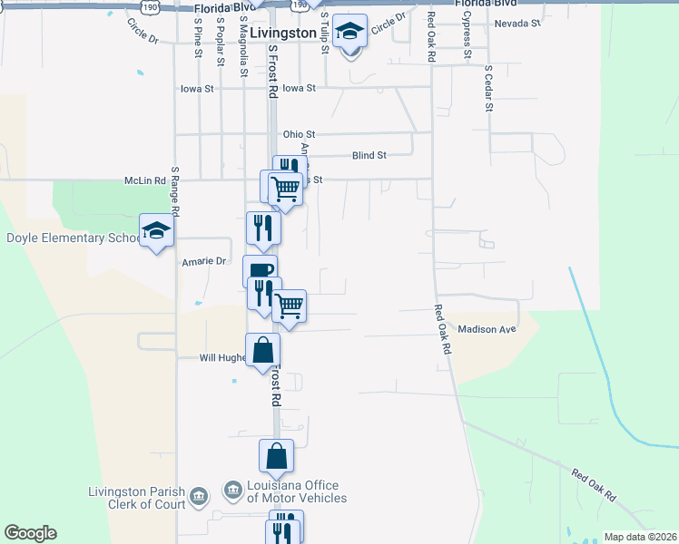 map of restaurants, bars, coffee shops, grocery stores, and more near 20475 Montana Street in Livingston