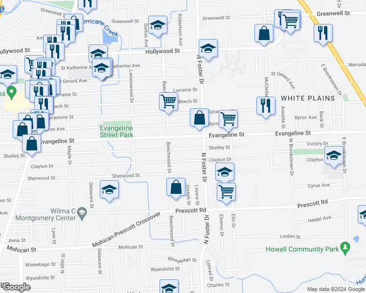 map of restaurants, bars, coffee shops, grocery stores, and more near 4743 Shelley Street in Baton Rouge