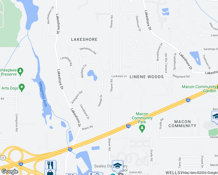 map of restaurants, bars, coffee shops, grocery stores, and more near 3134 Sharer Road in Tallahassee