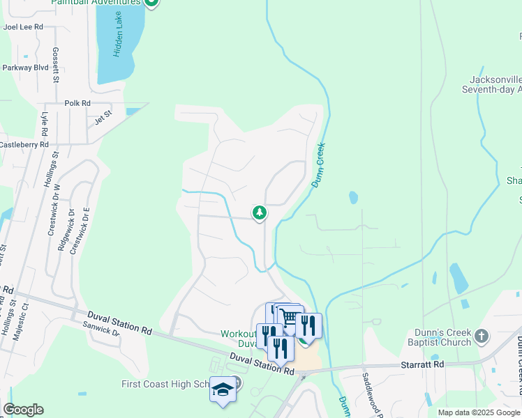 map of restaurants, bars, coffee shops, grocery stores, and more near 14131 Summer Breeze Drive East in Jacksonville