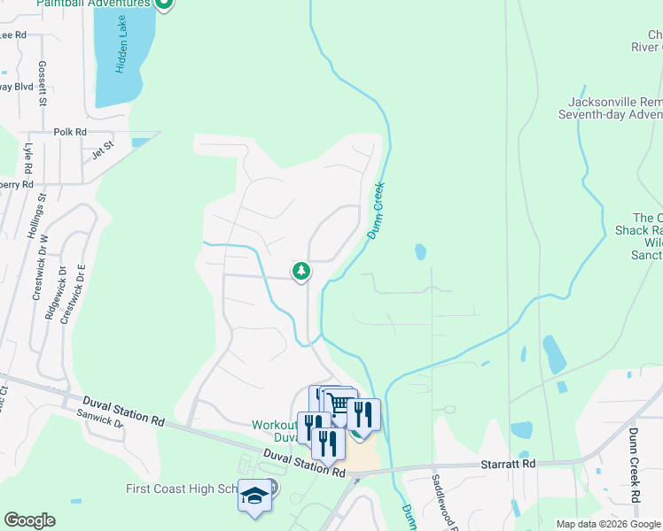 map of restaurants, bars, coffee shops, grocery stores, and more near 668 Reflection Cove Road in Jacksonville