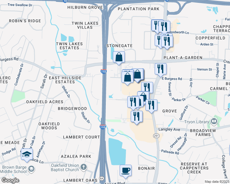 map of restaurants, bars, coffee shops, grocery stores, and more near 400 Schubert Drive in Pensacola