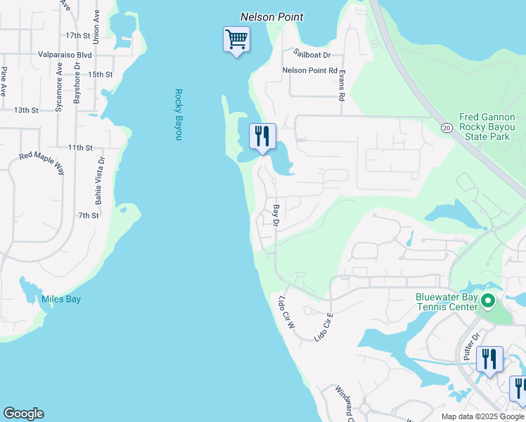map of restaurants, bars, coffee shops, grocery stores, and more near 41 Marina Cove Drive in Niceville