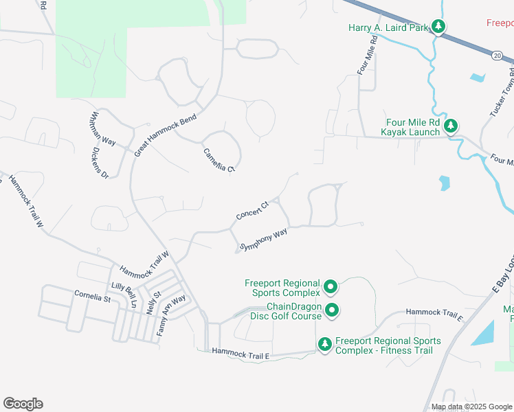 map of restaurants, bars, coffee shops, grocery stores, and more near 135 Concert Court in Freeport