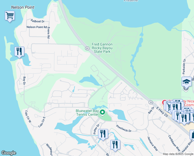 map of restaurants, bars, coffee shops, grocery stores, and more near 4272 Wild Boar Run in Niceville