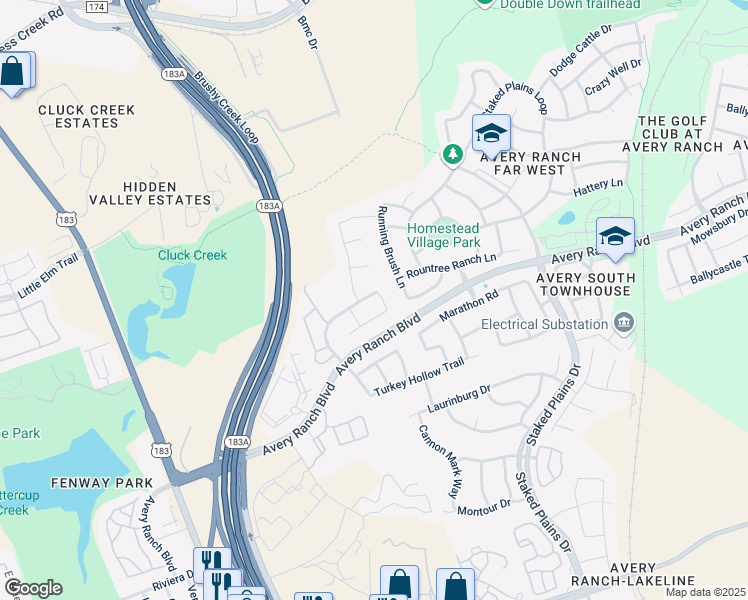 map of restaurants, bars, coffee shops, grocery stores, and more near 12117 Wickline Way in Austin