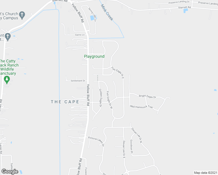 map of restaurants, bars, coffee shops, grocery stores, and more near 13760 Fish Eagle Drive West in Jacksonville