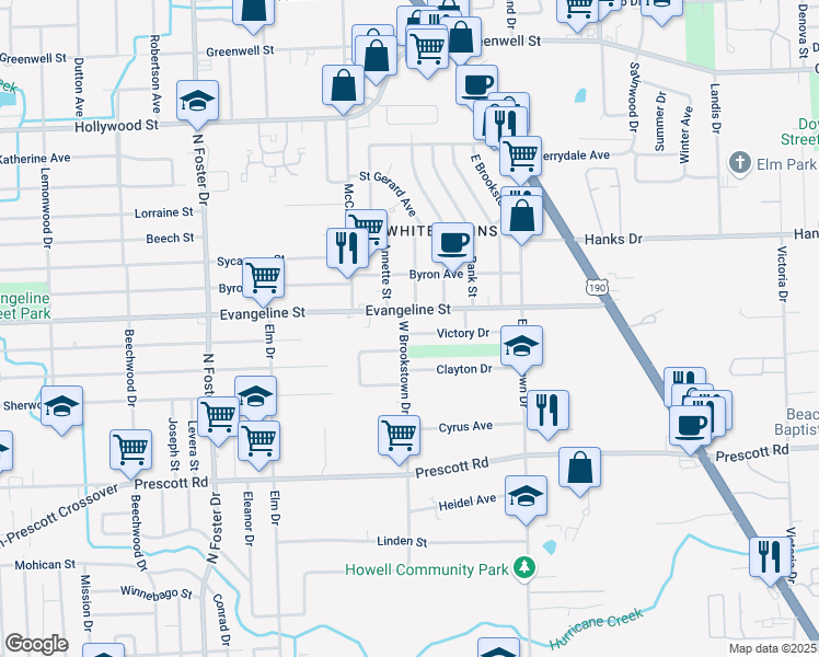 map of restaurants, bars, coffee shops, grocery stores, and more near 4580 West Brookstown Drive in Baton Rouge