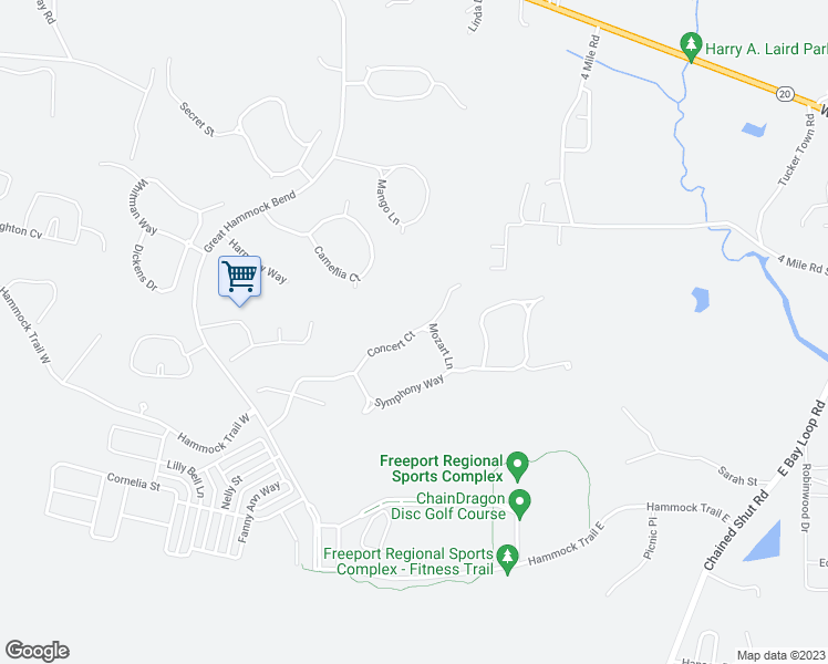 map of restaurants, bars, coffee shops, grocery stores, and more near 202 Concert Court in Freeport