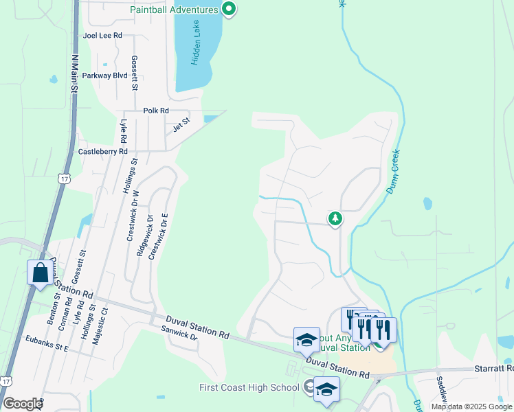 map of restaurants, bars, coffee shops, grocery stores, and more near 465 Bridgeport Court in Jacksonville