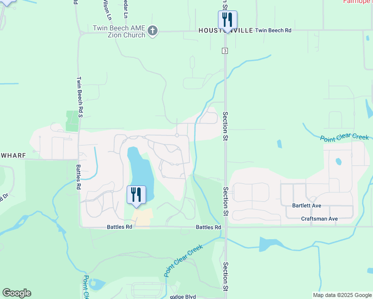 map of restaurants, bars, coffee shops, grocery stores, and more near 18409 Section Street in Fairhope