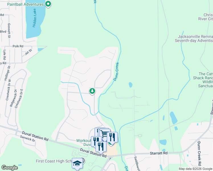 map of restaurants, bars, coffee shops, grocery stores, and more near 724 Reflection Cove Road in Jacksonville