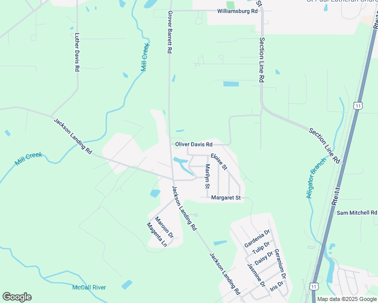 map of restaurants, bars, coffee shops, grocery stores, and more near 33-91 Oliver Davis Road in Picayune