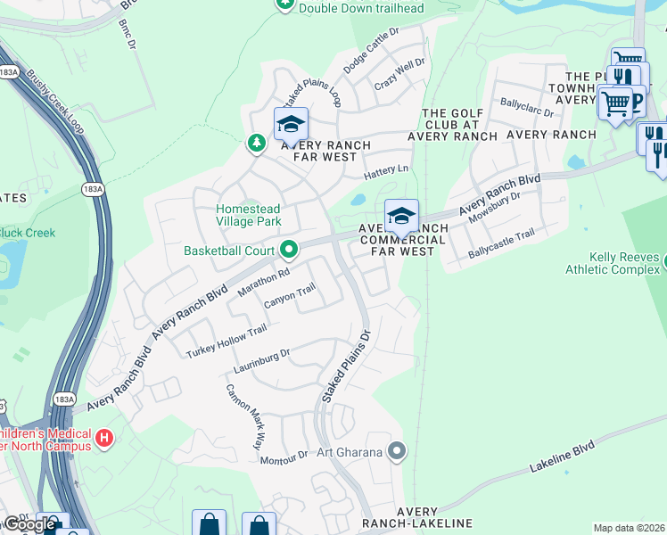 map of restaurants, bars, coffee shops, grocery stores, and more near 11209 Persimmon Gap Drive in Austin
