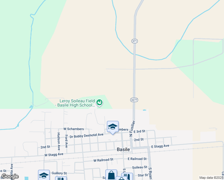 map of restaurants, bars, coffee shops, grocery stores, and more near 1890 Old Basile Highway in Basile