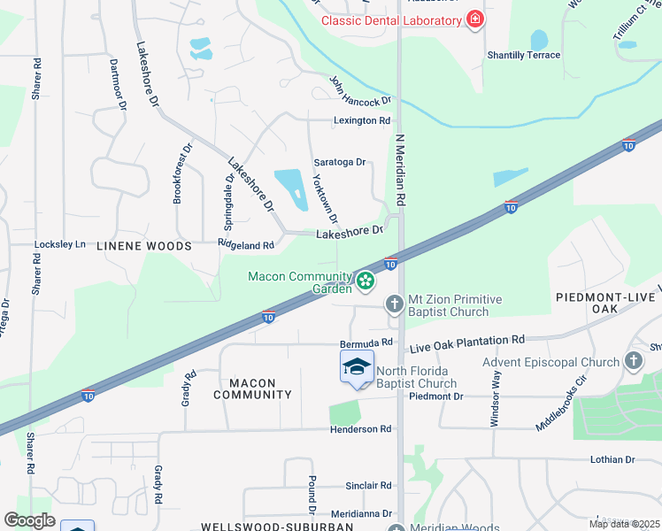 map of restaurants, bars, coffee shops, grocery stores, and more near 3154 Folsom Road in Tallahassee