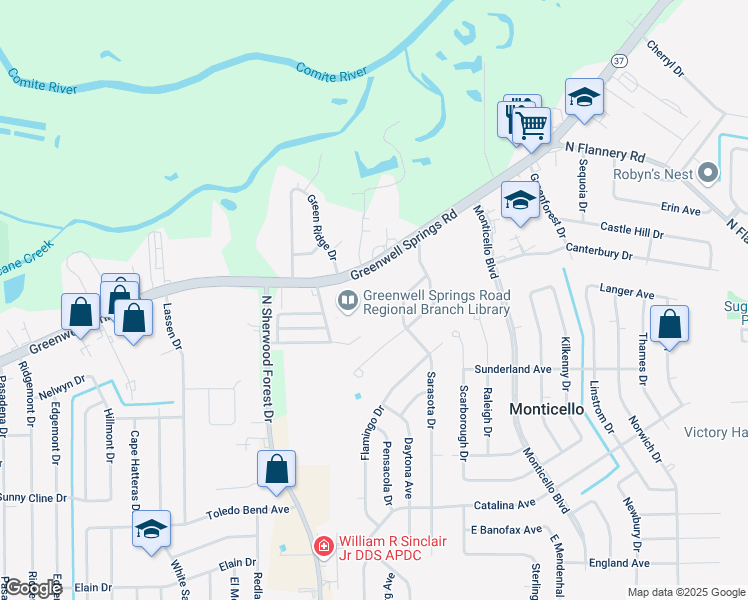 map of restaurants, bars, coffee shops, grocery stores, and more near 4467 Sarasota Drive in Baton Rouge