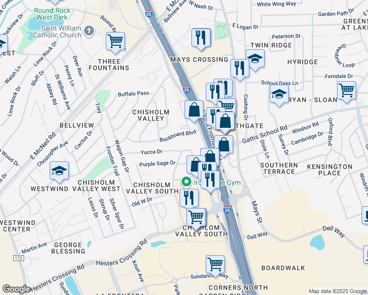 map of restaurants, bars, coffee shops, grocery stores, and more near 1710 Rawhide Loop in Round Rock