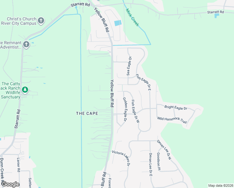 map of restaurants, bars, coffee shops, grocery stores, and more near 13687 Fish Eagle Drive West in Jacksonville
