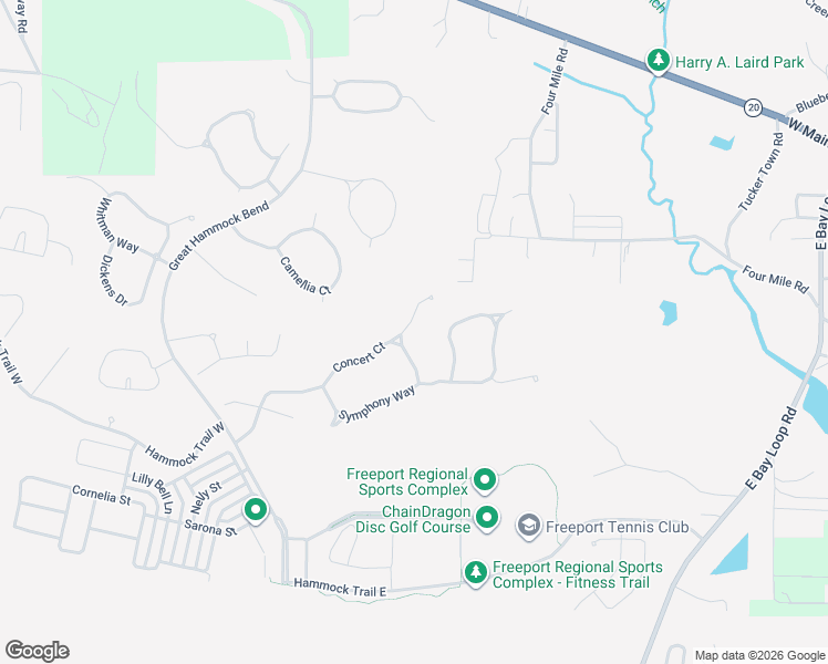 map of restaurants, bars, coffee shops, grocery stores, and more near 270 Concert Court in Freeport