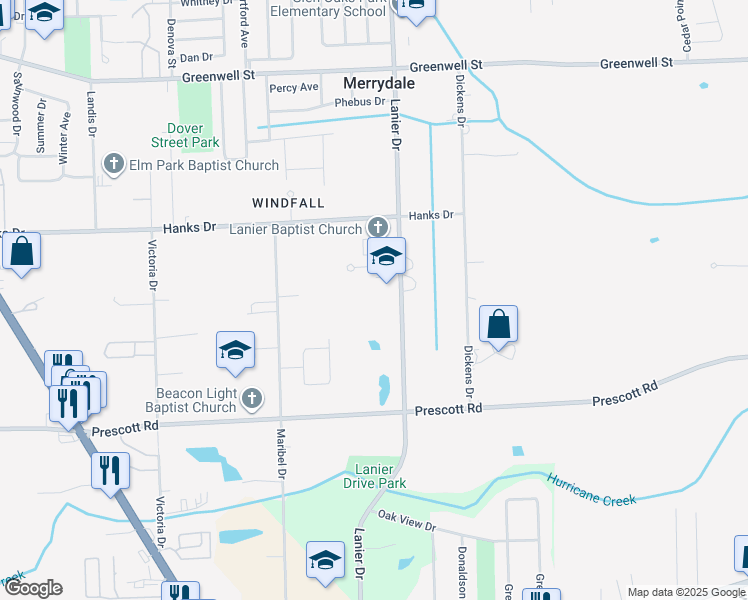 map of restaurants, bars, coffee shops, grocery stores, and more near 4705 Lanier Drive in Baton Rouge