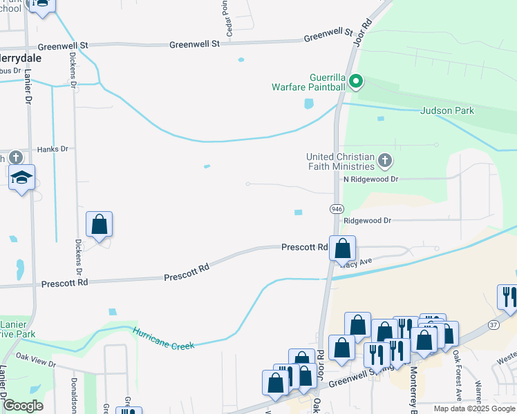 map of restaurants, bars, coffee shops, grocery stores, and more near 9147 North Ridgewood Drive in Baton Rouge