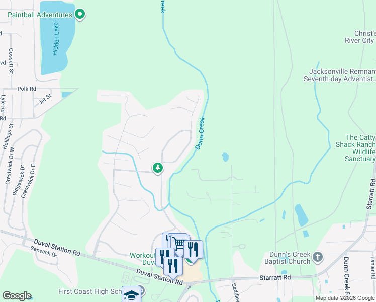 map of restaurants, bars, coffee shops, grocery stores, and more near 724 Reflection Cove Road in Jacksonville