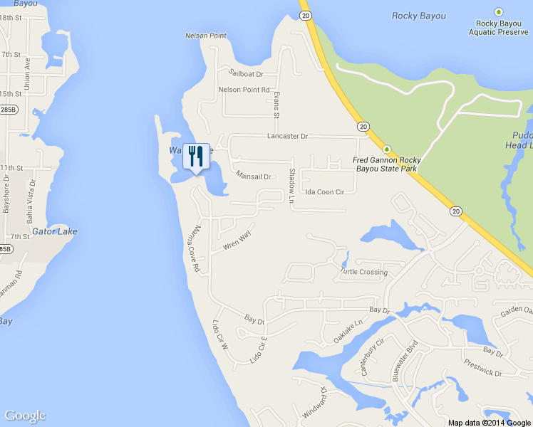 map of restaurants, bars, coffee shops, grocery stores, and more near 4204 Blue Heron View in Niceville