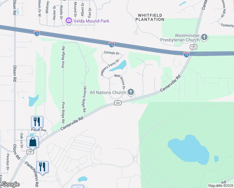 map of restaurants, bars, coffee shops, grocery stores, and more near 3607 Monmouth Court in Tallahassee
