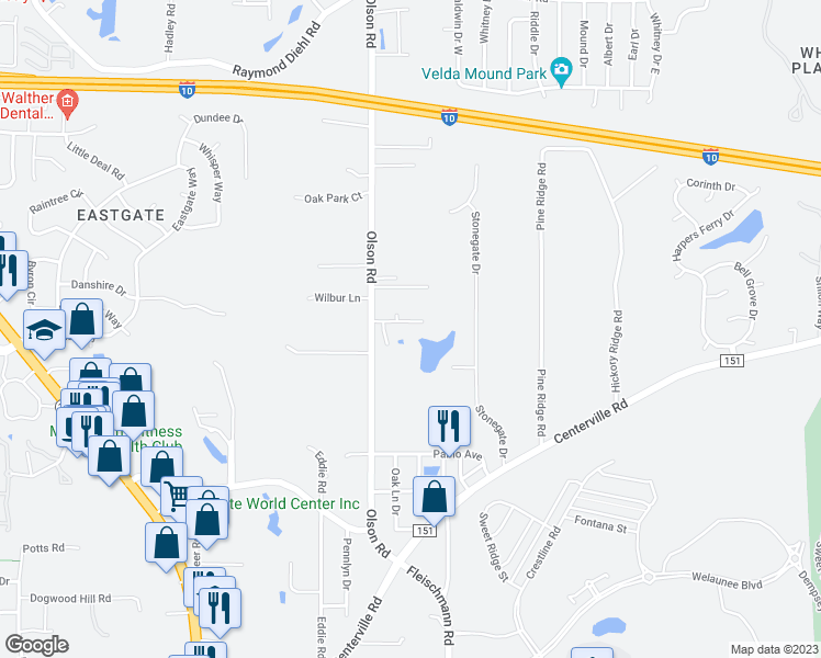 map of restaurants, bars, coffee shops, grocery stores, and more near 2955 Viking Way in Tallahassee