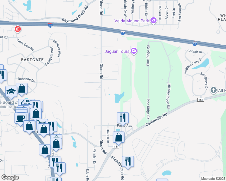 map of restaurants, bars, coffee shops, grocery stores, and more near 2973 Viking Way in Tallahassee