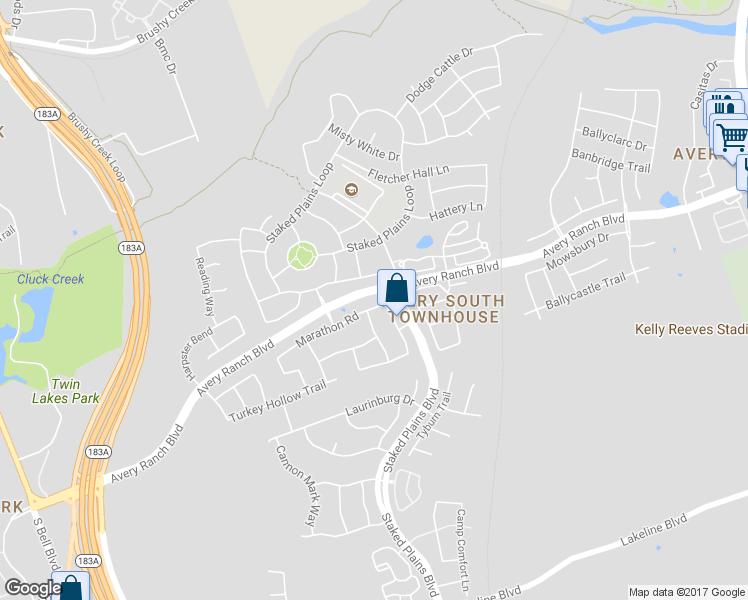 map of restaurants, bars, coffee shops, grocery stores, and more near 14308 Marathon Road in Austin