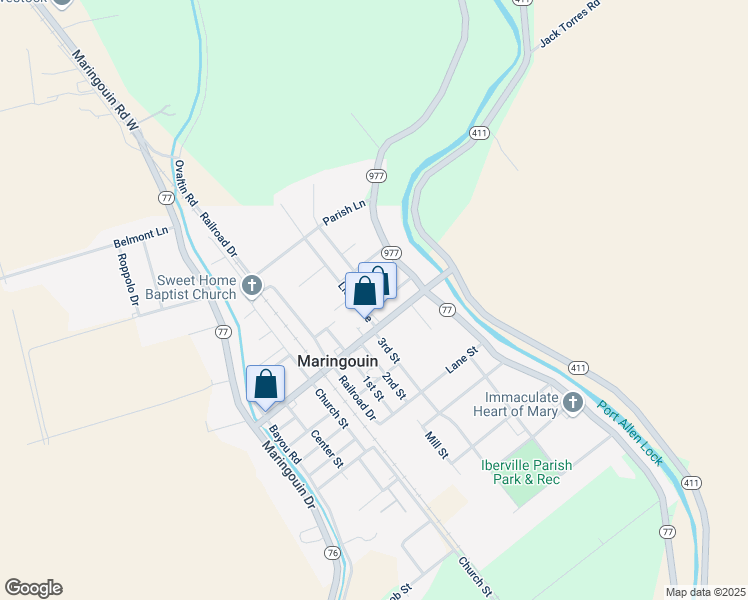 map of restaurants, bars, coffee shops, grocery stores, and more near 22750 Courtableau Avenue in Maringouin