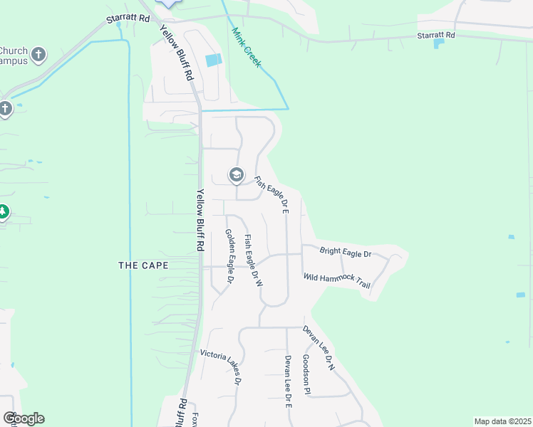 map of restaurants, bars, coffee shops, grocery stores, and more near 14107 Eagle Feathers Drive in Jacksonville