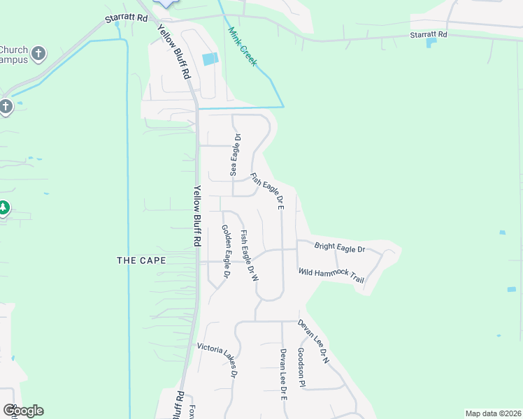 map of restaurants, bars, coffee shops, grocery stores, and more near 14101 Eagle Feathers Drive in Jacksonville