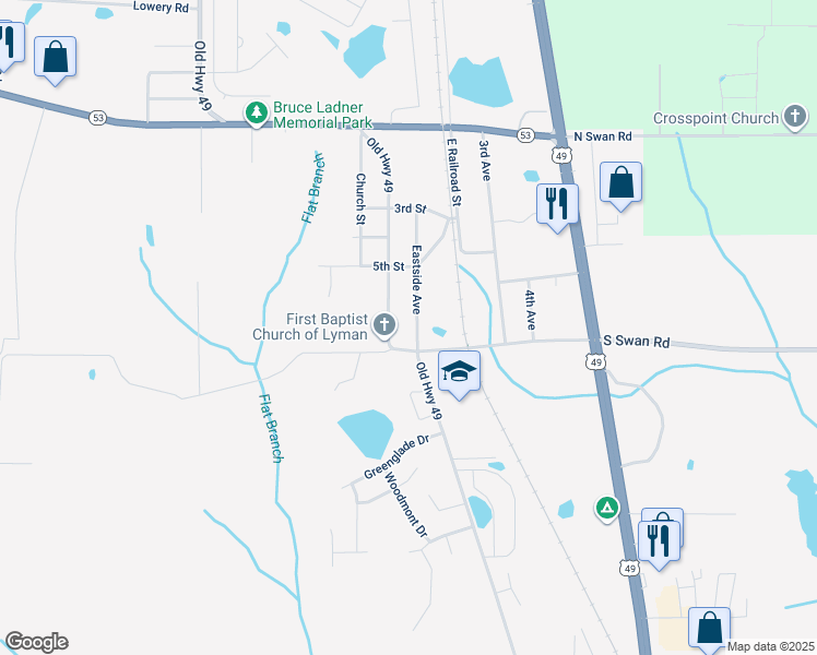 map of restaurants, bars, coffee shops, grocery stores, and more near 14200-14352 Eastside Avenue in Gulfport