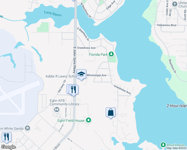 map of restaurants, bars, coffee shops, grocery stores, and more near Mississippi Avenue in Valparaiso